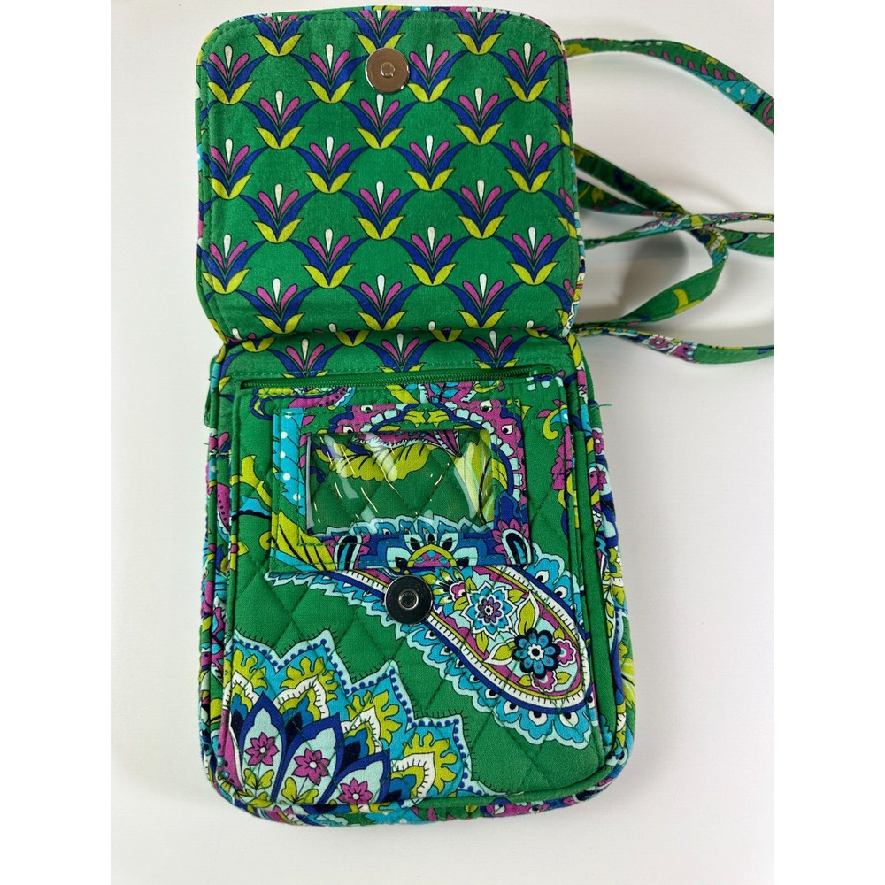 Vera Bradley Green Floral Crossbody Bag Mini Fabric Quilted Purse Adjustable - Picture 8 of 11